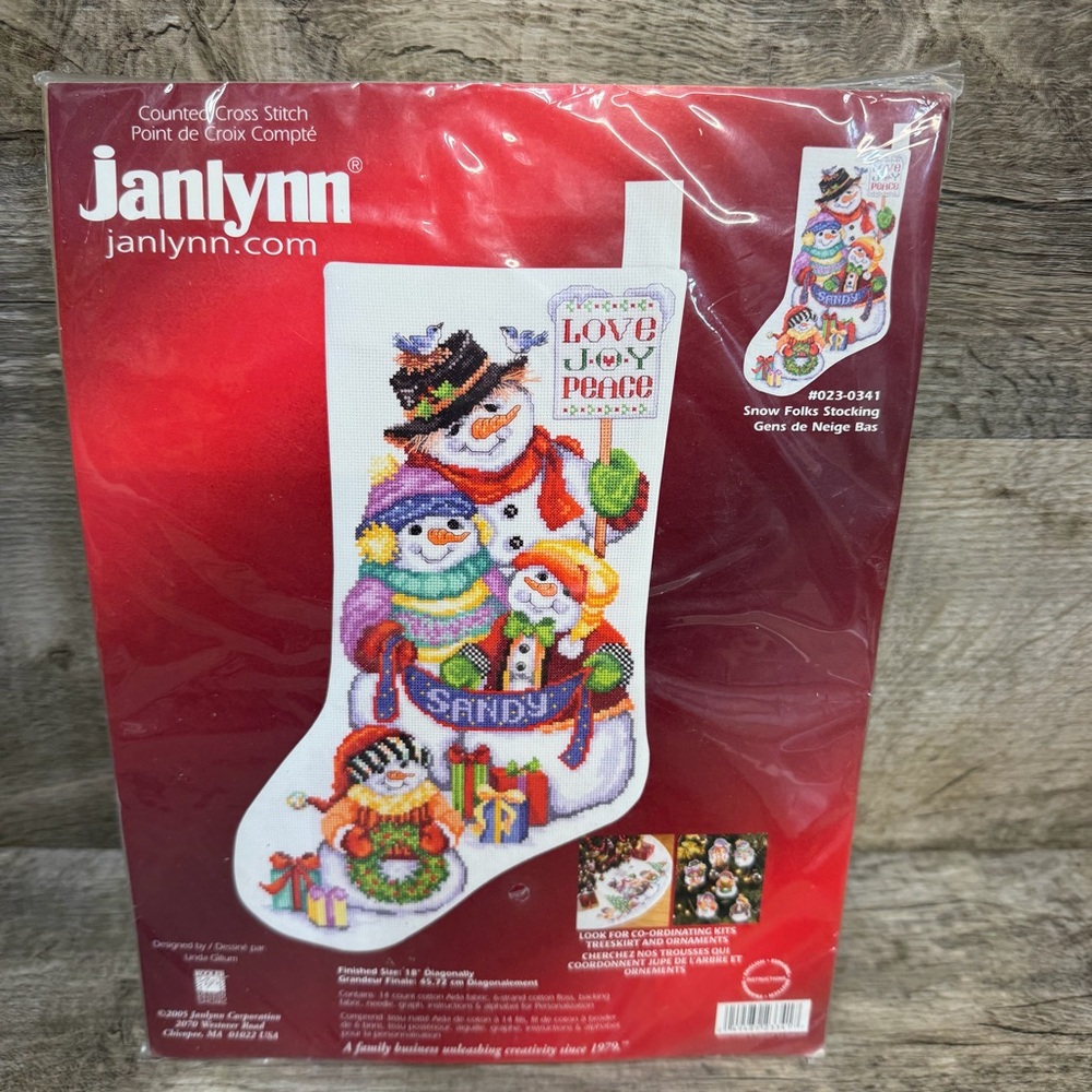 Janlynn Counted Cross Stitch Snow Folks 18" Christmas Stocking #023-0341